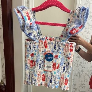 Disney Red and Blue Smocked Top with Ruffle Straps LILO and Stitch NWT